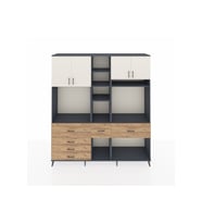 Hyperion Dolap 11 Raflı 6 Çekmeceli 4 Kapaklı 220x44x243 Antrasit-Aytaşı/Çam