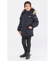 Natürel Kürklü Erkek Çocuk Şişme Mont 51246 (Lacivert)