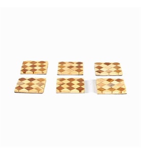 Ahşap Altılı Bardak Altlığı Kare 10 cm