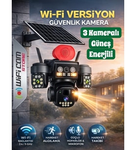 3 Kameralı Wifi Solar PTZ Kamera