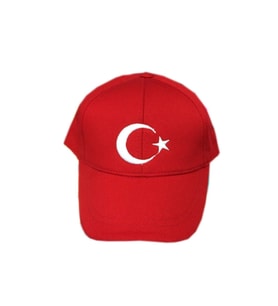 Bayrak Şapka Ay Yıldız Nakışlı Şapka -Kırmızı