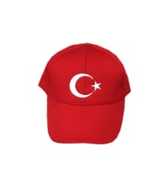 Bayrak Şapka Ay Yıldız Nakışlı Şapka -Kırmızı