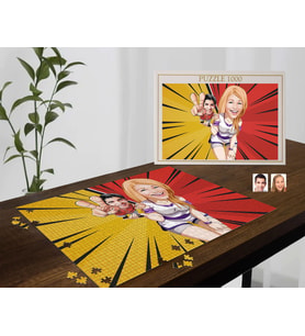 BK Gift Kişiye Özel Sevgililer Karikatürlü 1000 Parça Profesyonel Puzzle-17