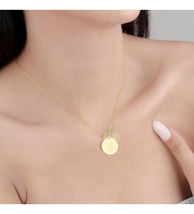 Kişiye Özel 925 Ayar Gümüş Disk Harf Parmak İzi Kolye (Gold)