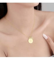 Kişiye Özel 925 Ayar Gümüş Disk Harf Parmak İzi Kolye (Gold)