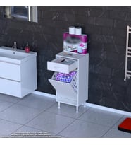 Modilayn EMİR 40x88x32,5 cm 1 Göz Sepetli kirli çamaşır çok foksiyonlu düzenleyici dolap