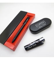 Clipper® Desenli Siyah Krom Kişiye Özel Çakmak ve Kalem Seti Hediyelik Çakmak