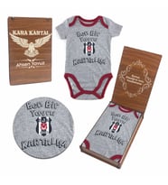 Beşiktaş Orjinal Lisanslı Zıbın & Body Kişiye Özel Ahşap Kutulu (Gri)