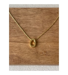 925 Ayar Gümüş Gold Renk O Harfi Kolye Harfli Kolye 45cm