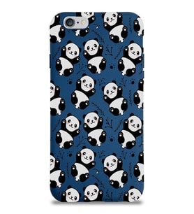 Apple iPhone 6s Uyumlu Lansman Kılıf Panda Tasarımlı İçi Kadife Kapak-Lacivert (Şeffaf)