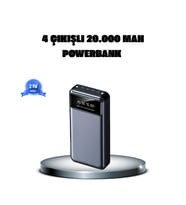 Mey İthalat® Powerbank 20000 mAh 4 Çıkışlı Hızlı Şarjlı ve LED Göstergeli