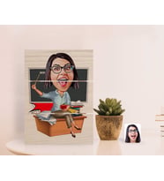 BK Gift Kişiye Özel Kadın Kimya Öğretmeni Karikatürlü Otantik Masaüstü Ahşap Palet Çerçeve-2 (Beyaz)
