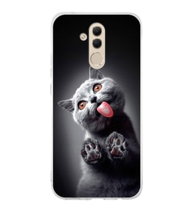 PrintiFy Huawei Mate 20 Lite ile Uyumlu 1mm Slim Fit Kedi 2 050c Baskılı Şeffaf  Kılıf