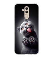 PrintiFy Huawei Mate 20 Lite ile Uyumlu 1mm Slim Fit Kedi 2 050c Baskılı Şeffaf  Kılıf