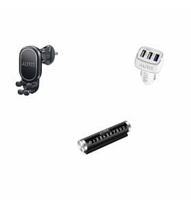 AURIS Araç İçi 3’lü Set – Telefon Tutucu + Çift USB Araç Şarj Cihazı + Park Numaratör