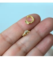 Gold Renk Cerrahi Çelik Ay Modelli Halka Tragus Piercing Helix Lob Kıkırdak (Çok Renkli)