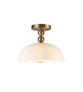 Mylights Gold Detaylı Opal Beyaz Cam Gövdeli Modern Yarı Sıva Üstü Tavan Aydınlatması Avize Lamba