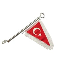 Motosiklet Üçgen Bayrak Nikel Direkli (Makam Bayrağı)