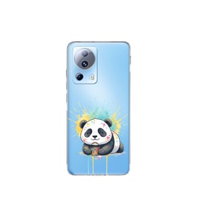 Xiaomi Mi 13 Lite ile Uyumlu Splash Panda Tasarımlı Şeffaf Silikon Kılıf