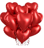 YÜKSEK KALİTE 70 CM 7 ADET KIRMIZI KALPLİ FOLYO BALON PARLAK METALİK BÜYÜK BOY 70 CM KALPLİ BALON