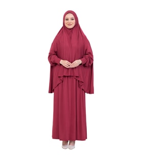 İki Parça Namaz Elbisesi – Uzun Pamuklu Tesettür Giyim Abaya & Başörtüsü Set