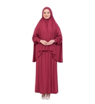 İki Parça Namaz Elbisesi – Uzun Pamuklu Tesettür Giyim Abaya & Başörtüsü Set