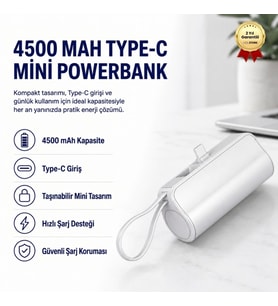 4500 mAh LİGHTNİNG Girişli Taşınabilir Mini Taşınabilir Hızlı Şarj Taşınabilir Şarj Cihazı