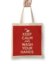 Keep Calm And Wash Your Hands Bez Çanta Uzun Saplı