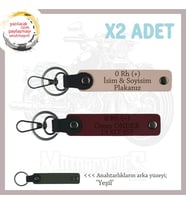 Yol Arkadaşlarına Özel, İsim Plaka ve 0 Rh (+) Kan Grubu Yazılı x2 Anahtarlık, Yavruağzı-Bordo-Ysl (Çok Renkli)