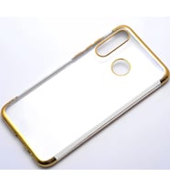 Huawei P30 Lite Kılıf Dört Köşeli Lazer Silikon Kılıf (Gold)