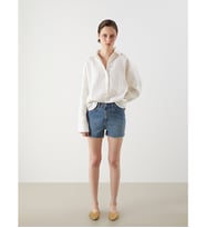 LCW Jeans İndigo Mom Fit Desenli Kadın Jean Şort