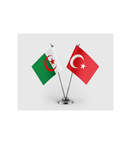 Cezayir ve Türkiye Bayrağı İkili Saten Masa Bayrağı Takımı
