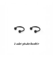 Lorivelle 2'li Kararmaz Cerrahi Çelik Siyah Yarım Halka Piercing Septum Burun Dudak Helix Tragus Daith Küpe