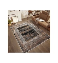 Rovigo Home Dijital Baskı Yıkanabilir Kaymaz Taban Salon Halısı RVG0517 (Kahverengi)