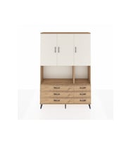 Arges Dolap 6 Raflı 6 Çekmeceli 3 Kapaklı 132x30x195 Çam-Aytaşı/Çam