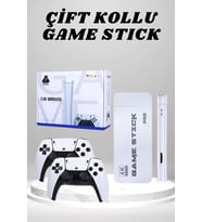 Mey İthalat® 4K Hd Görüntü Kaliteli Game Stick 20000 Oyunlu Çift Kollu Beyaz Game Stick (Krem)