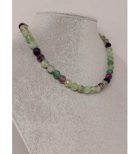 Florit Taşı Faset Kesim Kolye 8mm (Sabit Klipsli)