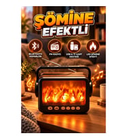 LED Şömine Efektli Bluetooth Hoparlör – FM Radyo, USB ve TF Kart Destekli