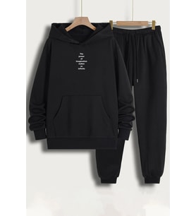 Unisex The Power Baskılı Eşofman Takımı (Siyah)