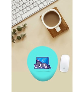 Tembel Kedi Desenli Bilek Destekli Mouse Pad