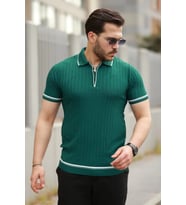 Erkek Fermuarlı Yakalı Kısa Kollu T-shirt