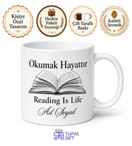 Reading Is Life Yazılı Okumak Hayattır Baskılı Porselen Kupa Bardak Hediye