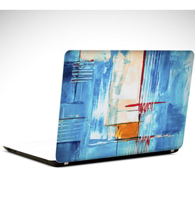 Mavi İçinde Beyaz Şeritler Laptop Sticker 15.6 inch (38X27CM)