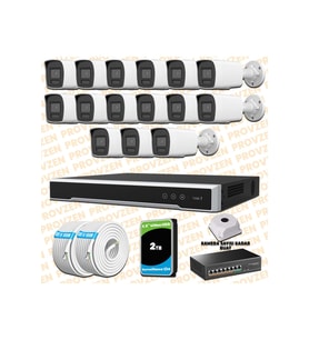 Provzen Hikvision 15 Kameralı 4MP IP Hibrit ColorVu Güvenlik Kamerası Mikrofonlu  Olay Anında bildirim