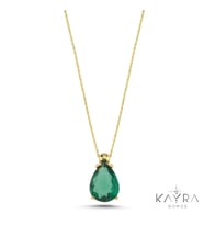 Peridot Damla Taşlı Gümüş Kolye GM11