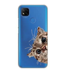 Redmi 9C / Redmi 10A Uyumlu Tatlı Kedi Desenli Şeffaf Telefon Kılıfı