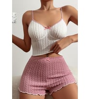 Merry See Özel Kumaş Askılı Şortlu Pijama Takımı (Çok Renkli)