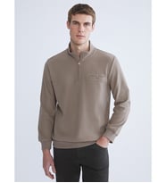LC WAIKIKI Kahverengi Fermuarlı Dik Yaka Erkek Sweatshirt
