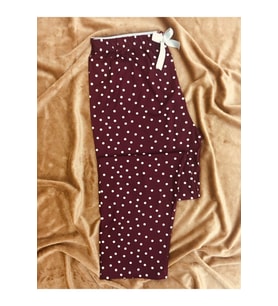 Puantiyeli Cepsiz Viskon Yazlık Kadın Pijama Altı (Mor)