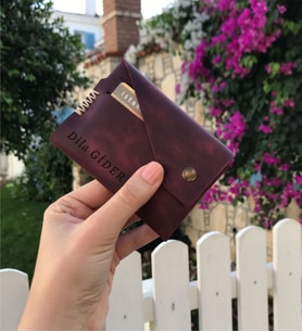 Kadın Cüzdan Kişiye Özel İsimli Bordo Renk